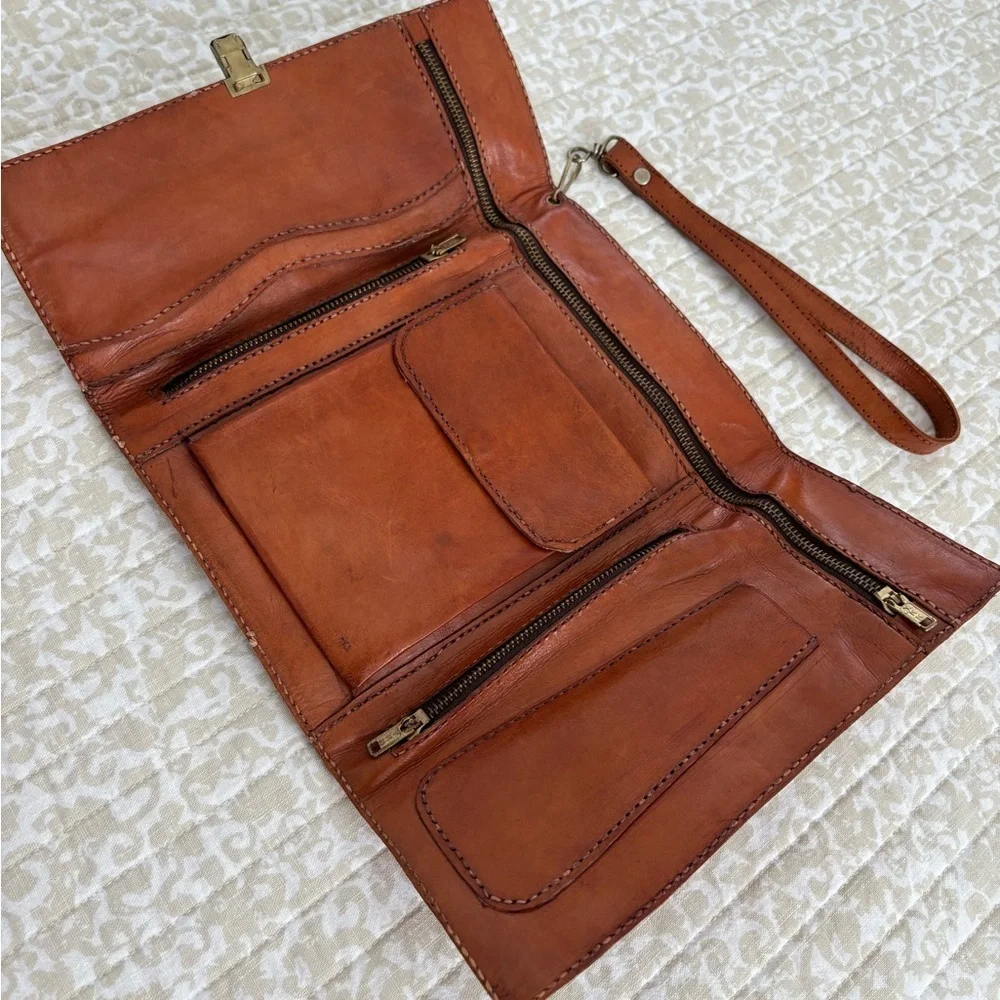 Vintage Genuine Leather Convertible Clutch Wallet Wristlet | Handmade Artisan - Picture 16 of 16